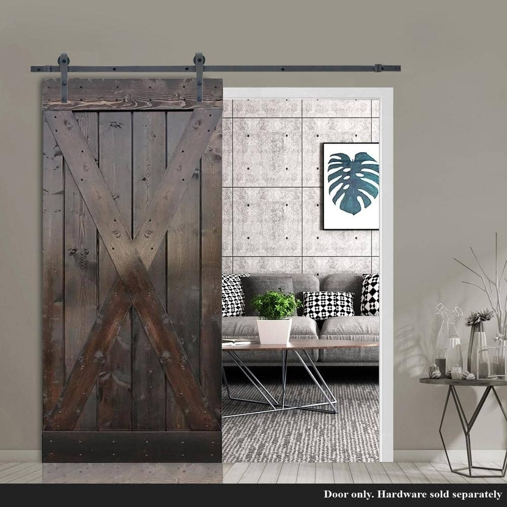 CALHOME 36 in. x 84 in. Knotty Pine Solid Wood Interior Barn Door Slab ...