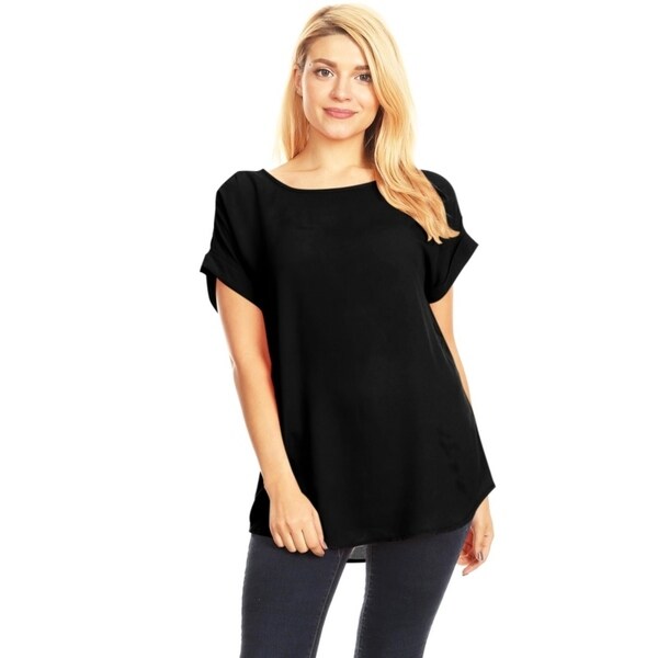 Women's Solid Casual Lightweight Tunic Tee