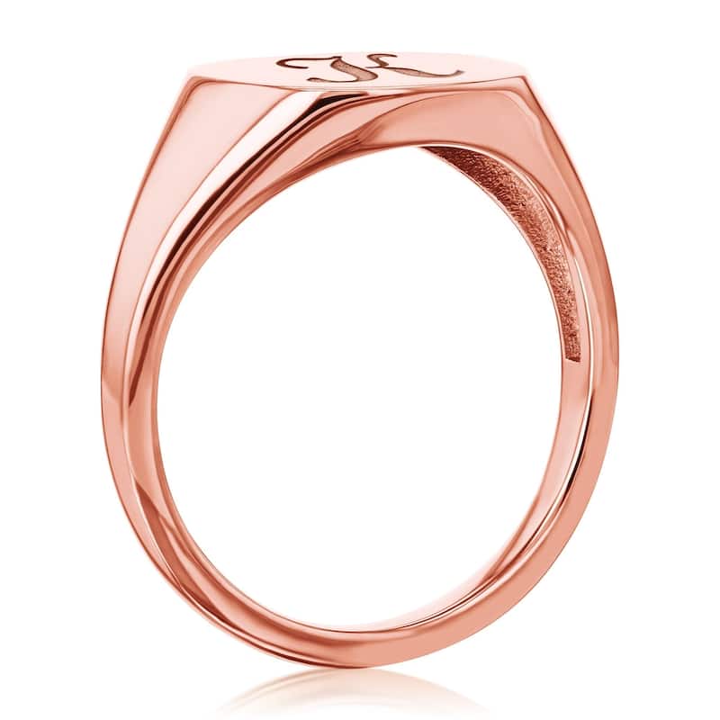 Annello by Kobelli 14k Rose Gold Personalized Signet Initials Cushion Ring - Script