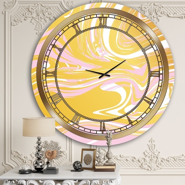 Designart 'Yellow Candy Swirl' Glam Wall Clock
