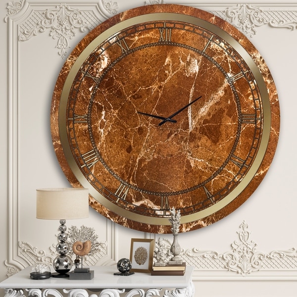 Designart 'Brown Marble' Glam Wall Clock