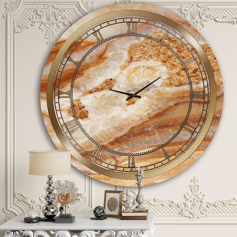 Designart 'Orange Marble II' Glam Wall Clock