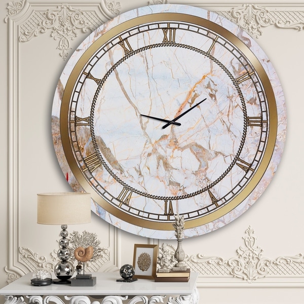 Designart 'White Marble' Glam Wall Clock