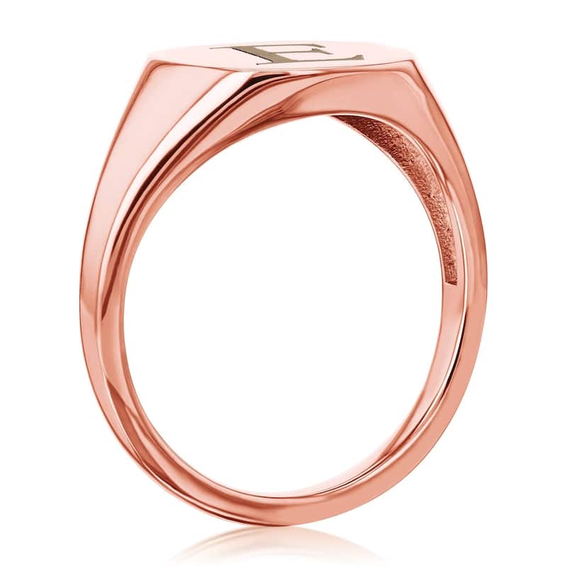 Annello by Kobelli 14k Rose Gold Personalized Signet Initials Cushion Ring - Times