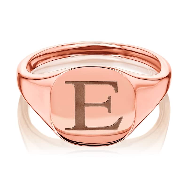Annello by Kobelli 14k Rose Gold Personalized Signet Initials Cushion Ring - Times