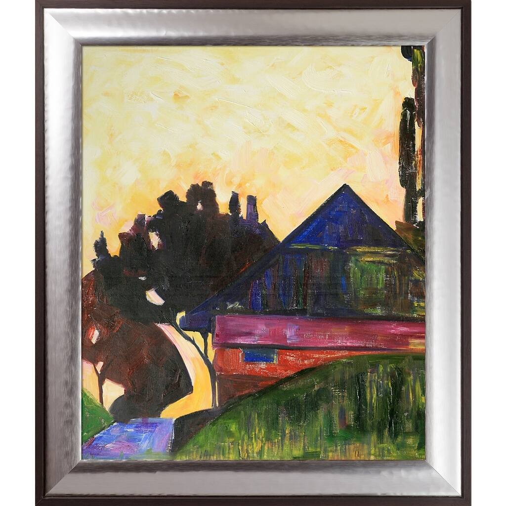 La Pastiche House Between Trees I, 1908 by Egon Schiele with Magnesium Frame, 29.25" x 25.25"