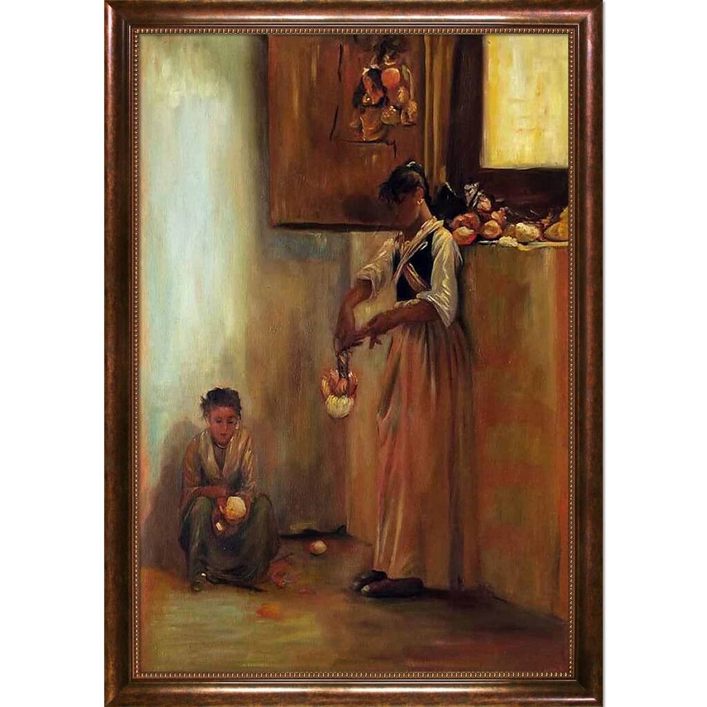 La Pastiche Stringing Onions by John Singer Sargent with Verona Bead Frame, 40" x 28"