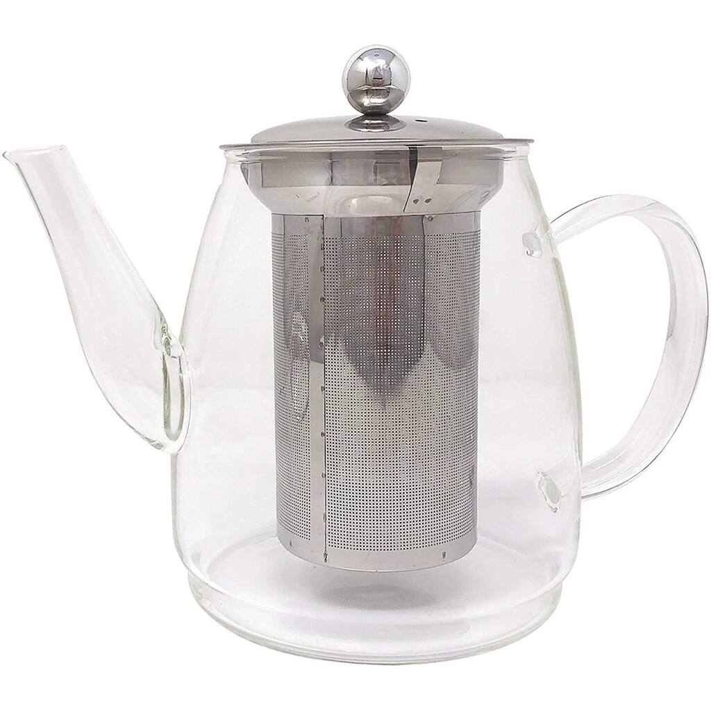 Borosilicate Glass Teapot with Removable Stainless Steel Infuser 4 Cups 900ML Kettle