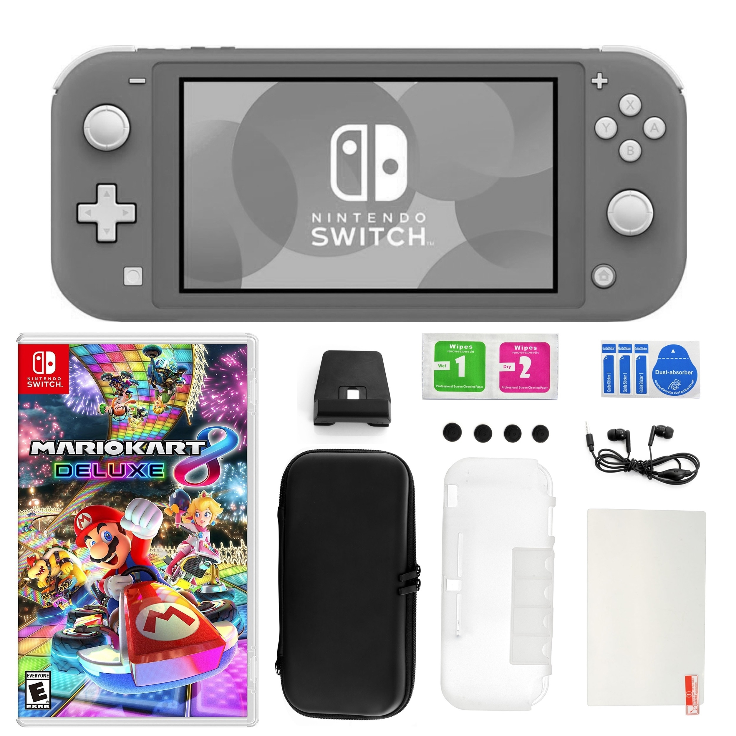 nintendo switch console grey with mario kart 8 deluxe