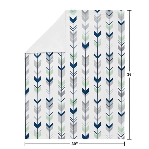 Sweet Jojo Designs Woodland Arrow Woodsy Gray Collection Boy Baby Receiving Security Swaddle Blanket - Navy Blue, Mint and Grey