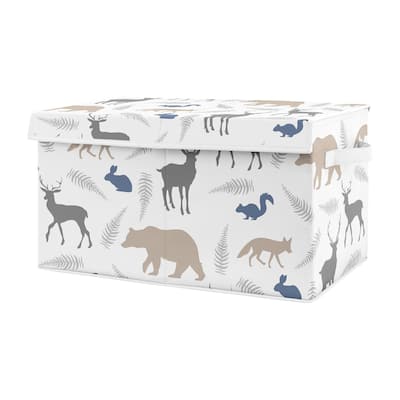 Sweet Jojo Designs Blue and Grey Bear Deer Fox Woodland Animals Collection Boy Kids Fabric Toy Bin Storage