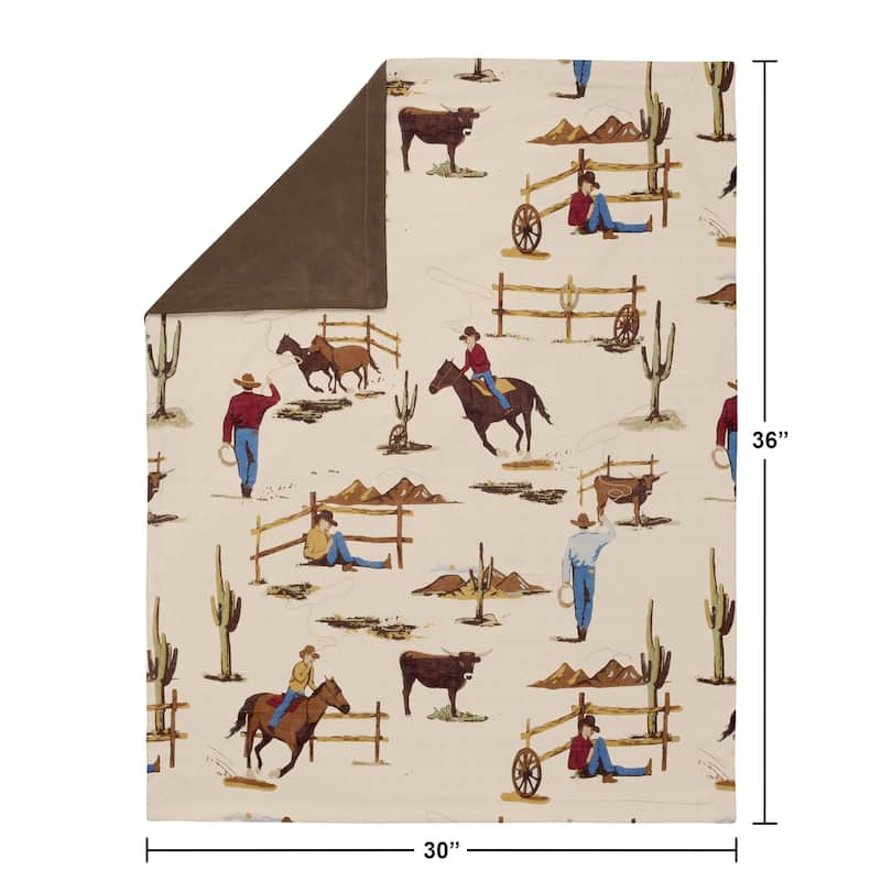 Sweet Jojo Designs Cowboy Wild West Collection Boy Baby Receiving Security Swaddle Blanket - Tan and Red
