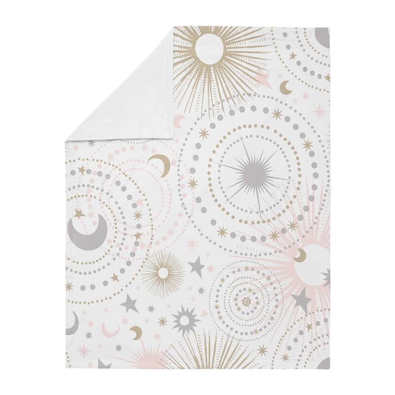 Sweet Jojo Designs Star and Moon Celestial Collection Girl Baby Receiving Security Swaddle Blanket - Blush Pink, Gold, and Grey