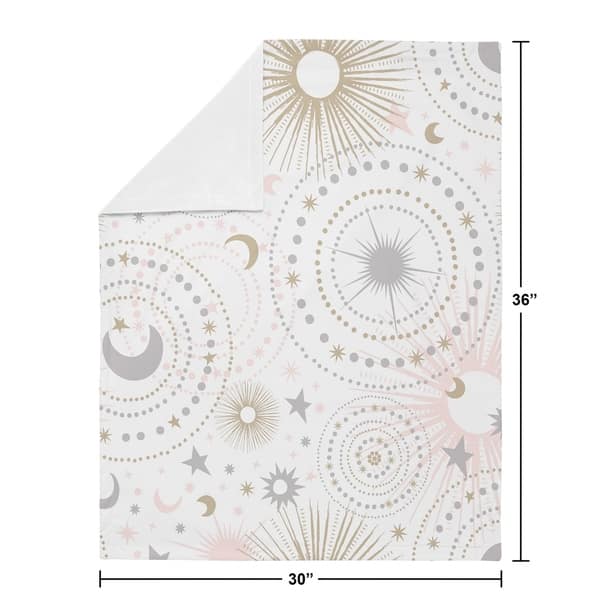 Sweet Jojo Designs Star and Moon Celestial Collection Girl Baby Receiving Security Swaddle Blanket - Blush Pink, Gold, and Grey