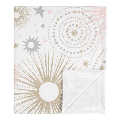 Sweet Jojo Designs Star and Moon Celestial Collection Girl Baby Receiving Security Swaddle Blanket - Blush Pink, Gold, and Grey