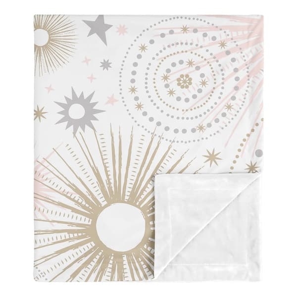 slide 2 of 5, Sweet Jojo Designs Star and Moon Celestial Collection Girl Baby Receiving Security Swaddle Blanket - Blush Pink, Gold, and Grey