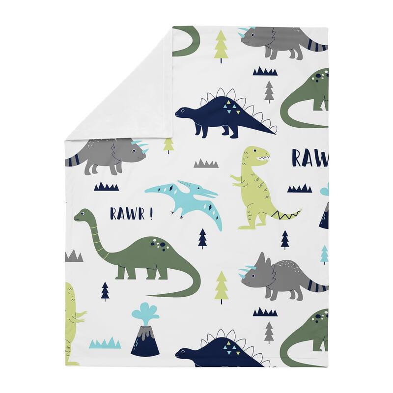 Sweet Jojo Designs Modern Dino Mod Dinosaur Collection Boy Baby Receiving Security Swaddle Blanket - Blue, Green and Grey