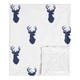 preview thumbnail 1 of 3, Sweet Jojo Designs Stag Woodland Deer Collection Boy Baby Receiving Security Swaddle Blanket - Navy Blue and White