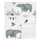 preview thumbnail 1 of 3, Sweet Jojo Designs Bear Mountain Watercolor Collection Boy Baby Receiving Security Swaddle Blanket - Slate Blue, Black and White