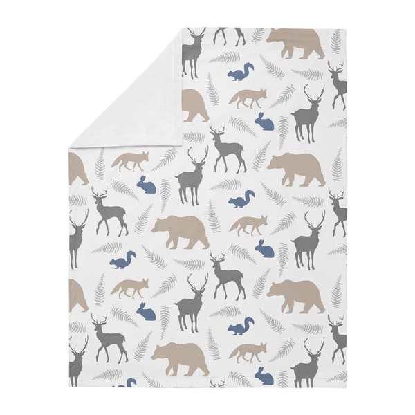 Download Sweet Jojo Designs Bear Gray Deer Fox Woodland Animals Collection Boy Baby Receiving Security Swaddle Blanket Beige Blue Grey Overstock 30095641