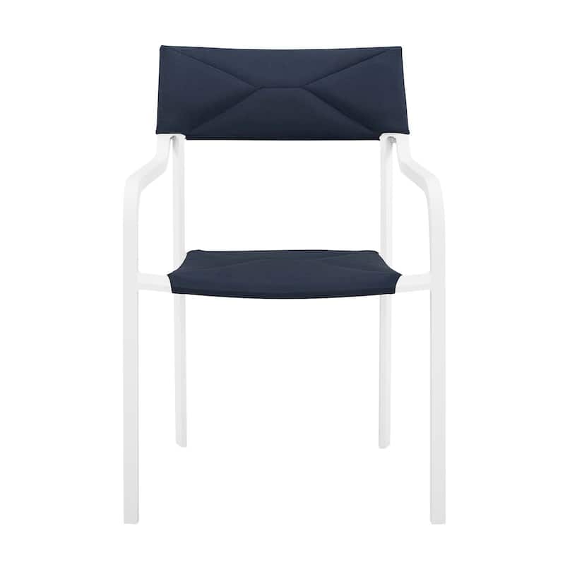 Raleigh Outdoor Patio Aluminum Dining Set with 4 Stackable Chairs