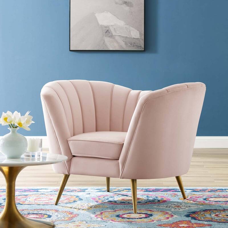 Silver Orchid Blandick Velvet Armchair - Pink
