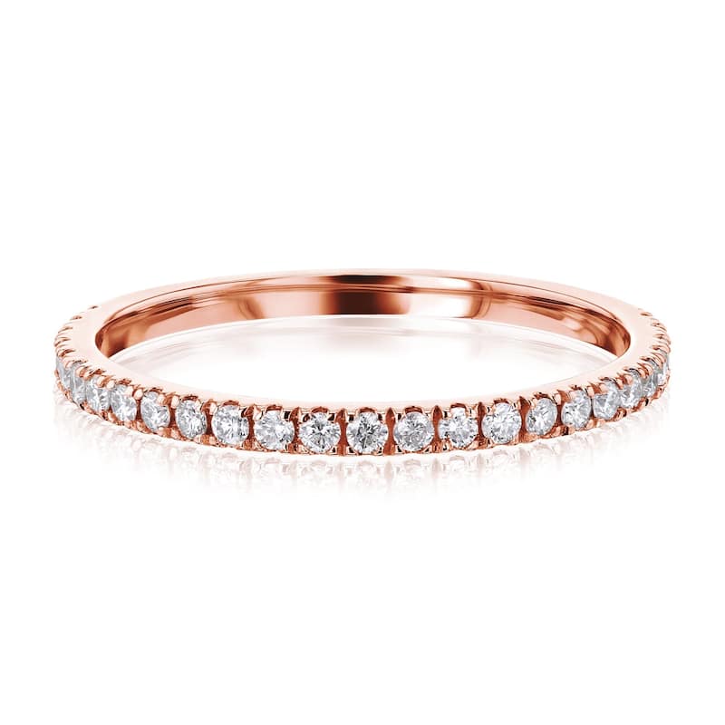 Annello by Kobelli 1/4ct TDW Scalloped Pave Diamond Women's Wedding Band in 14k Gold