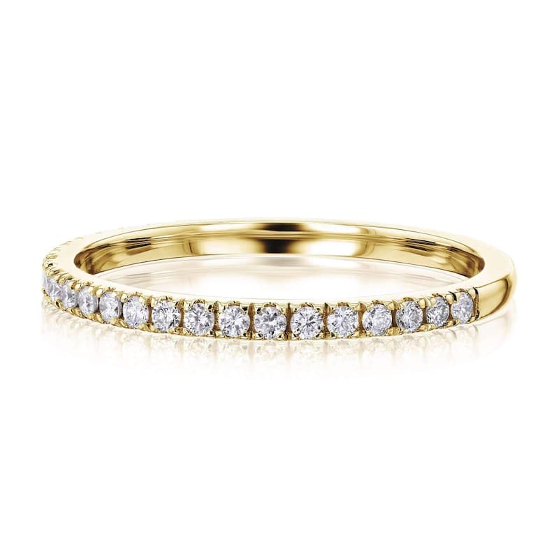 Annello by Kobelli 1/4ct TDW Scalloped Pave Diamond Women's Wedding Band in 14k Gold - Yellow - 9