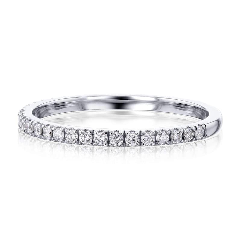 Annello by Kobelli 1/4ct TDW Scalloped Pave Diamond Women's Wedding Band in 14k Gold - White - 5.5