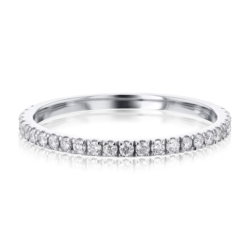 Annello by Kobelli 1/4ct TDW Scalloped Pave Diamond Women's Wedding Band in 14k Gold