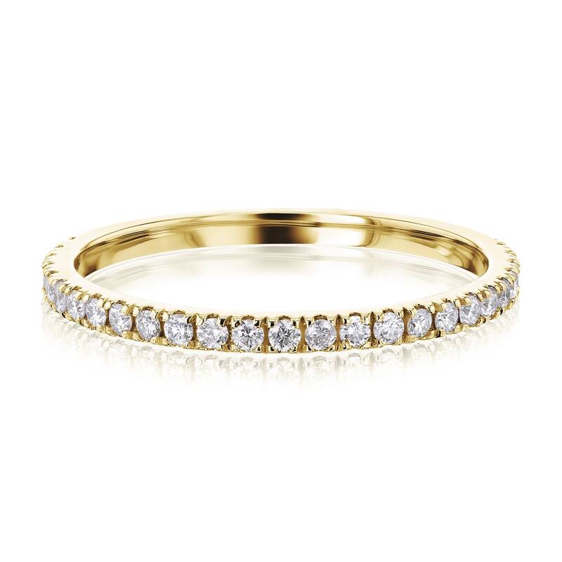 Annello by Kobelli 1/4ct TDW Scalloped Pave Diamond Women's Wedding Band in 14k Gold