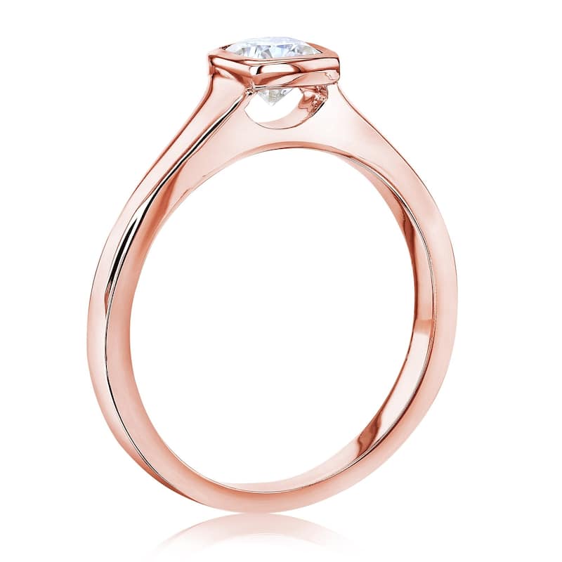 Annello by Kobelli 14k Gold 0.5 Carat Cushion Moissanite Bezel Solitaire Engagement Ring (GH/VS)