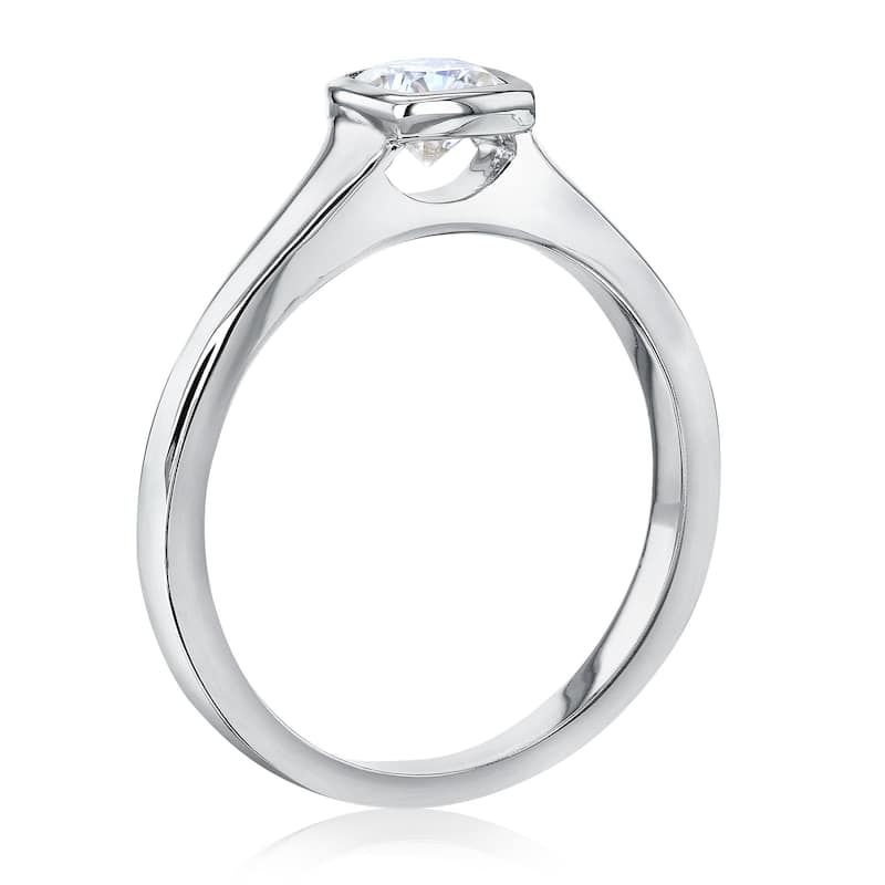 Annello by Kobelli 14k Gold 0.5 Carat Cushion Moissanite Bezel Solitaire Engagement Ring (GH/VS)