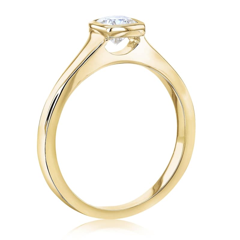 Annello by Kobelli 14k Gold 0.5 Carat Cushion Moissanite Bezel Solitaire Engagement Ring (GH/VS)