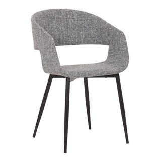 Armen Living Jocelyn Mid-Century Dining Accent Chair with Metal Legs (Grey and Black)