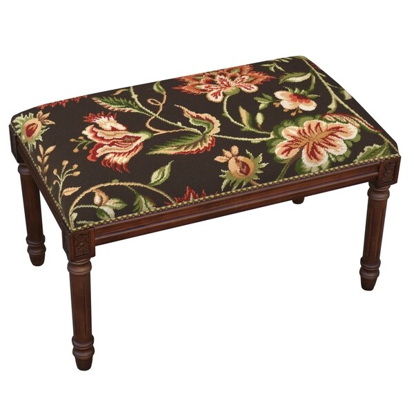 Jacobean Floral Needlepoint Bench - Overstock - 30096984