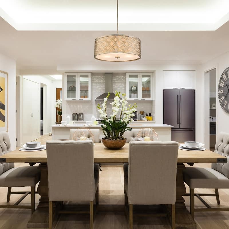 Large Kitchen Island Drum Pendant in Antique Silver by Lucas McKearn
