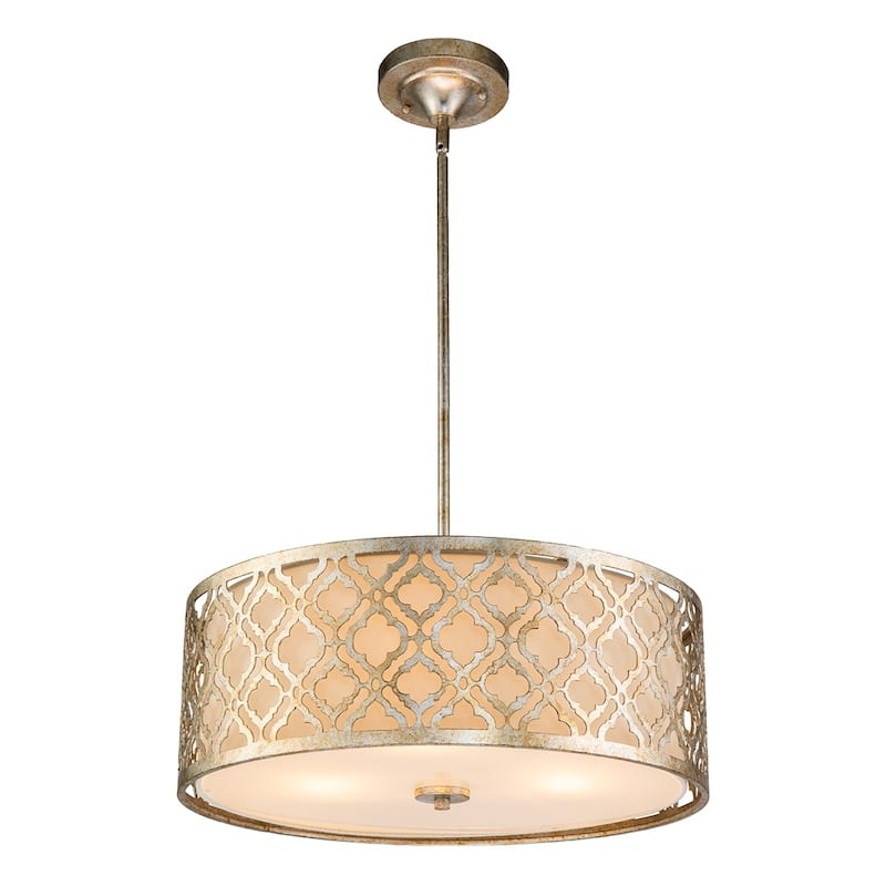 Large Kitchen Island Drum Pendant in Antique Silver by Lucas McKearn