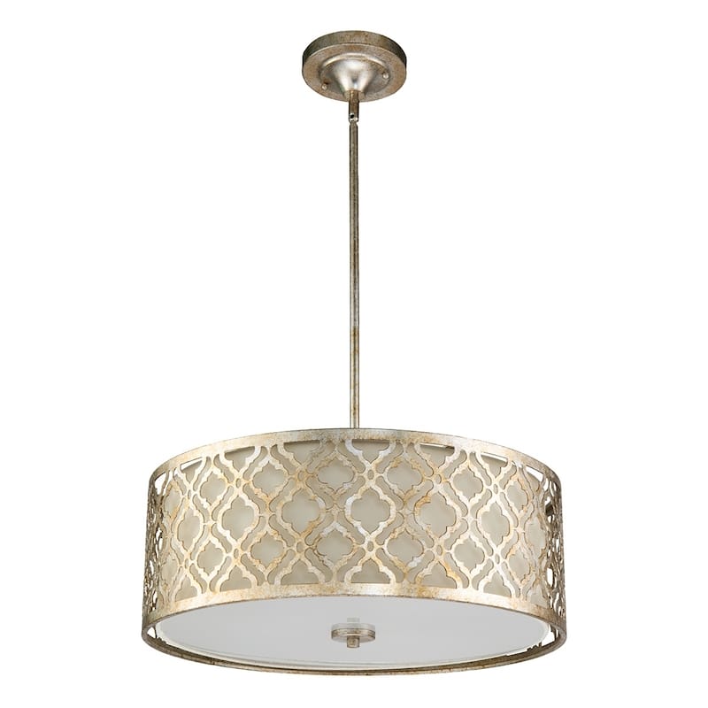 Large Kitchen Island Drum Pendant in Antique Silver by Lucas McKearn