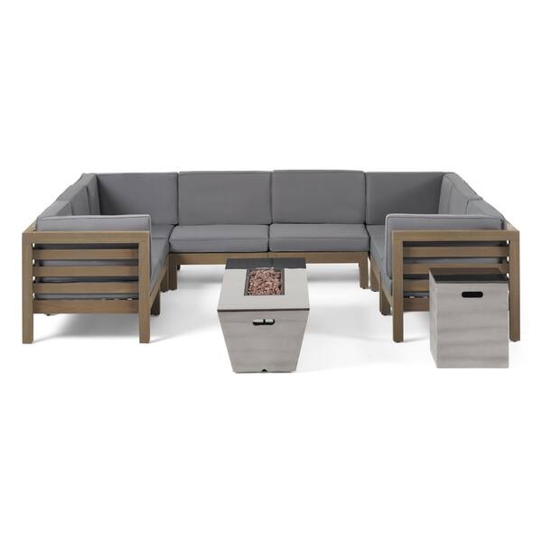 Shop Lono Outdoor Modern 8 Seater Acacia Wood Sectional Sofa Set