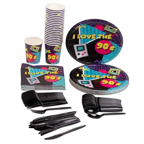 Shop 24 Set Disposable Dinnerware For 90s Party Kids Birthdays