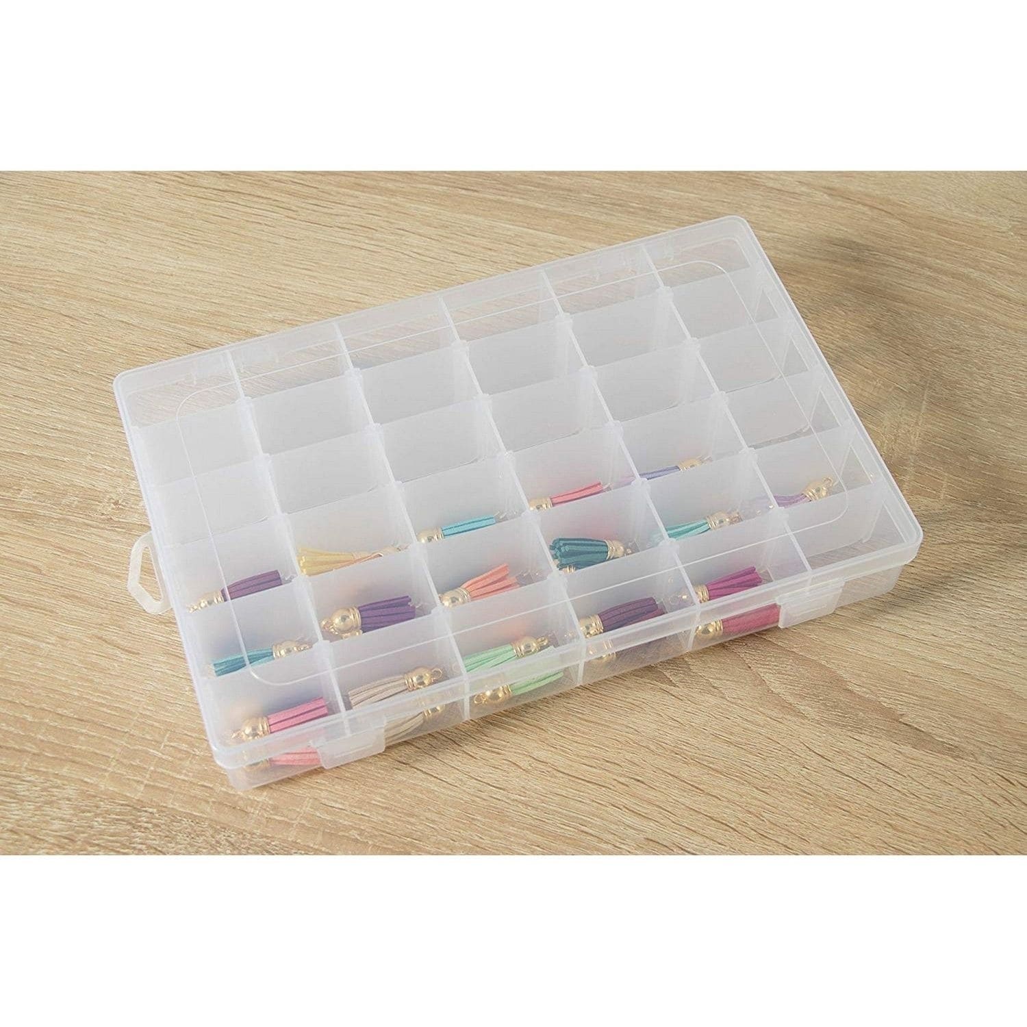 Plastic 24 Compartments Jewelry Earring Bead Container Storage Case - Clear  - Bed Bath & Beyond - 33902751