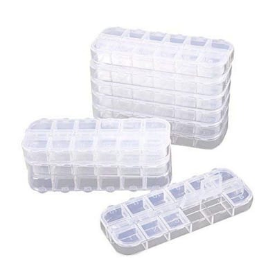 Clear Jewelry Box (10 Pack) Bead Storage Organizer, 12 Compartments Each