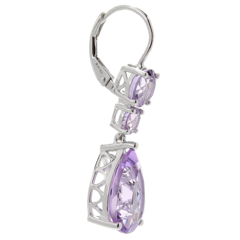 925 Sterling Silver Pink Amethyst Drop & Dangle Earrings