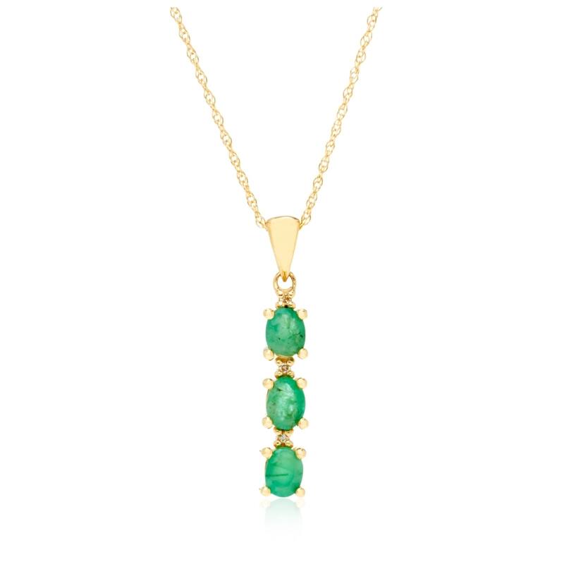 10KT Yellow Gold Emerald and Diamond Pendant