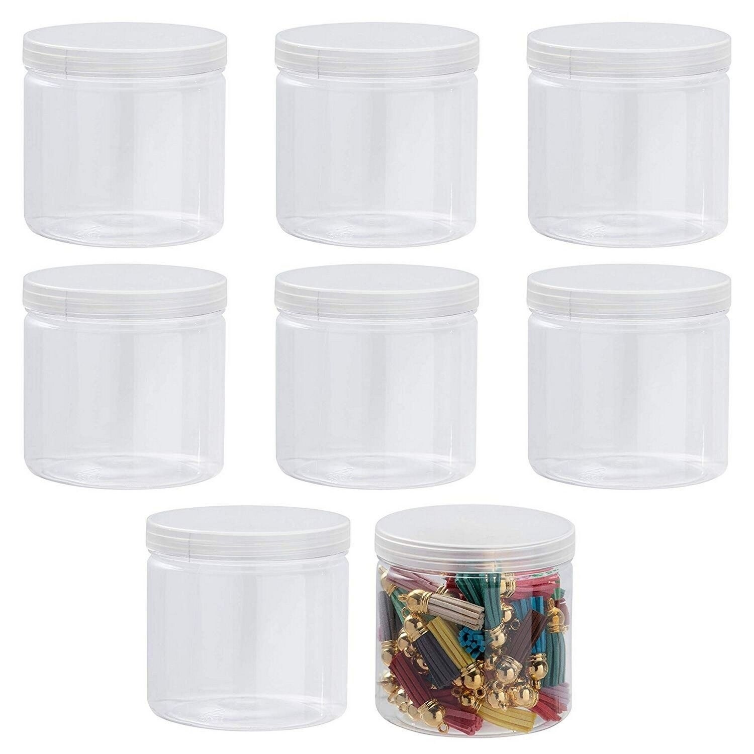 White Lid . 20 Pieces 2 oz Clear Empty Slime Storage Containers Slime Jars with Lids for Little Arts and Crafts and Household Supplies 