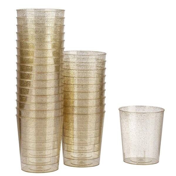 100 Pack Gold Glitter Shot Glasses, Disposable 2oz Plastic Cups for  Birthday Party - On Sale - Bed Bath & Beyond - 30100291