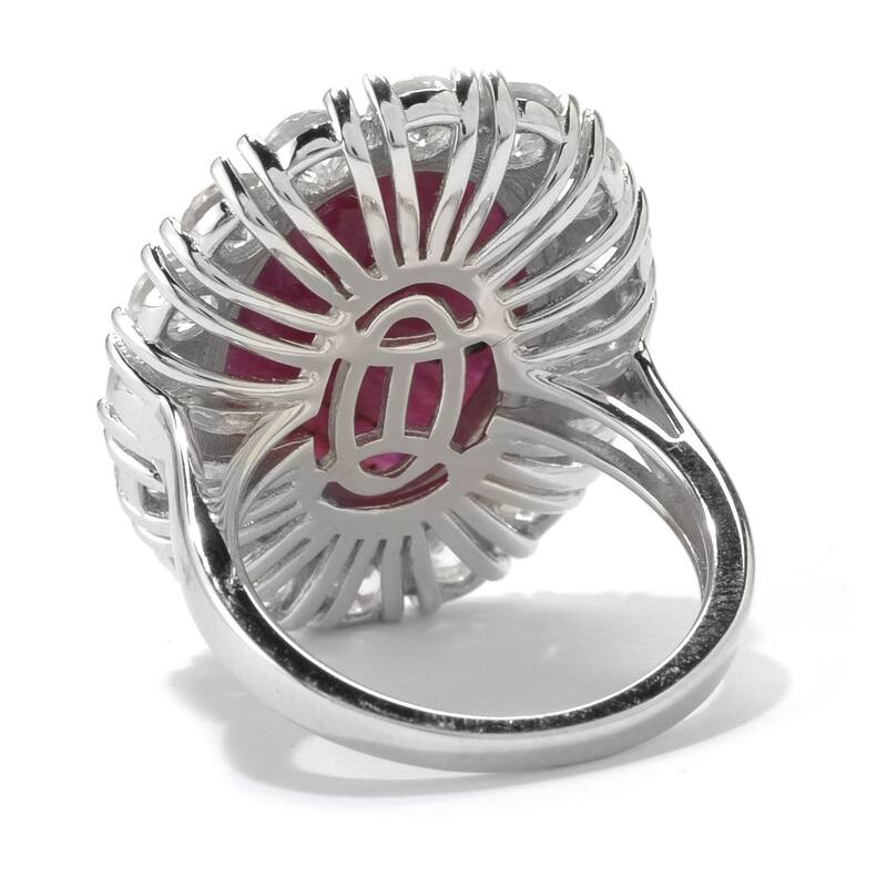 925 Sterling Silver Indian Ruby and White Natural Zircon Ring