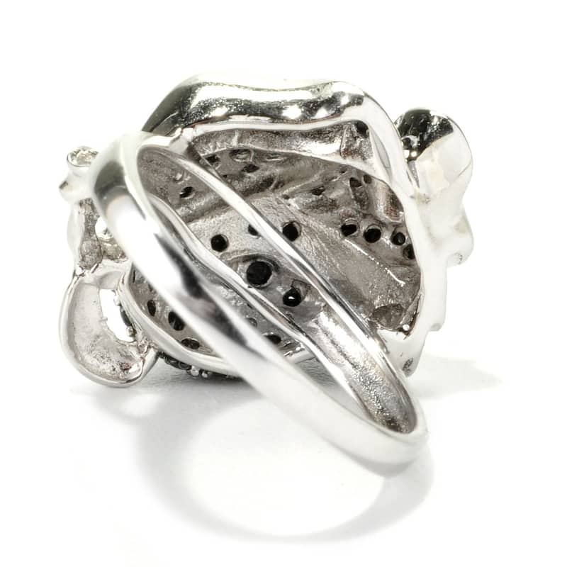 925 Sterling Silver Black Spinel and White Zircon Ring