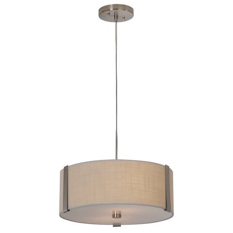 Apollo II 16" Drum Pendant in Brushed Nickel Coarse Cream Shade